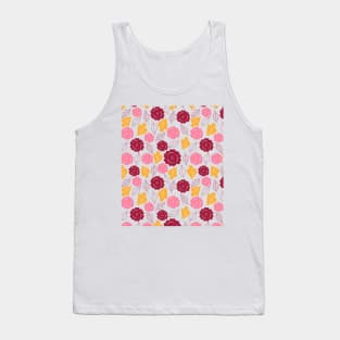 Flowers and Leaf Pattern Tank Top